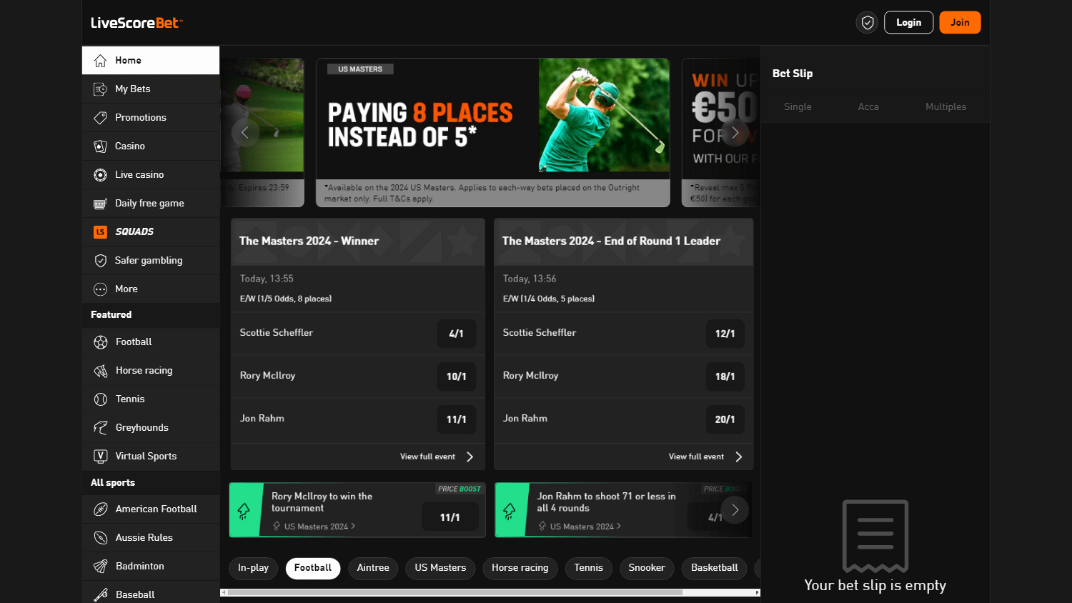 LiveScore Bet Casino Desktop screenshot